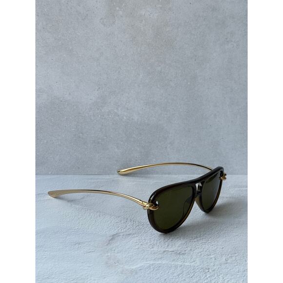NEW Bottega Veneta BV1418S Gold Green Aviator Sunglasses $760 main image 7